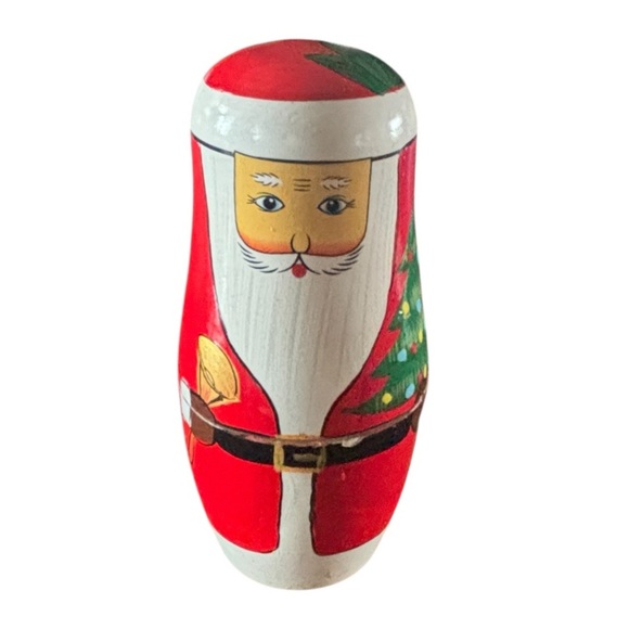 Vtg Santa Claus Painted Wooden Nesting Dolls Set of 5 Christmas Tradition - Picture 3 of 4